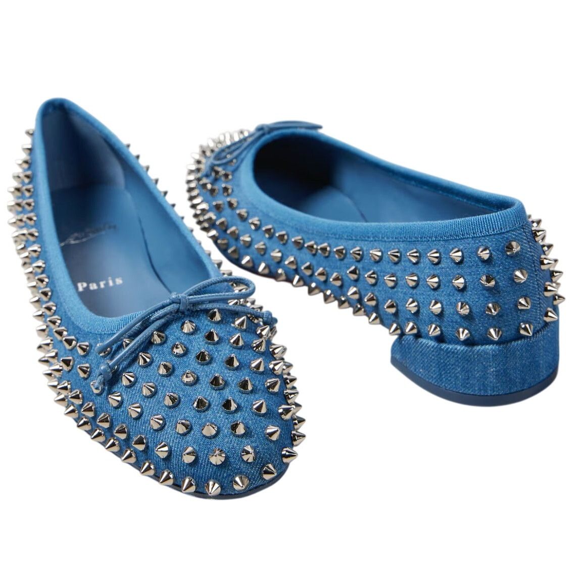 Christian Louboutin Christian Louboutin Sweetie Jane Spikes Denim Flats 40.5 NIB Size US 10.5 / IT 40.5 - 7 Thumbnail