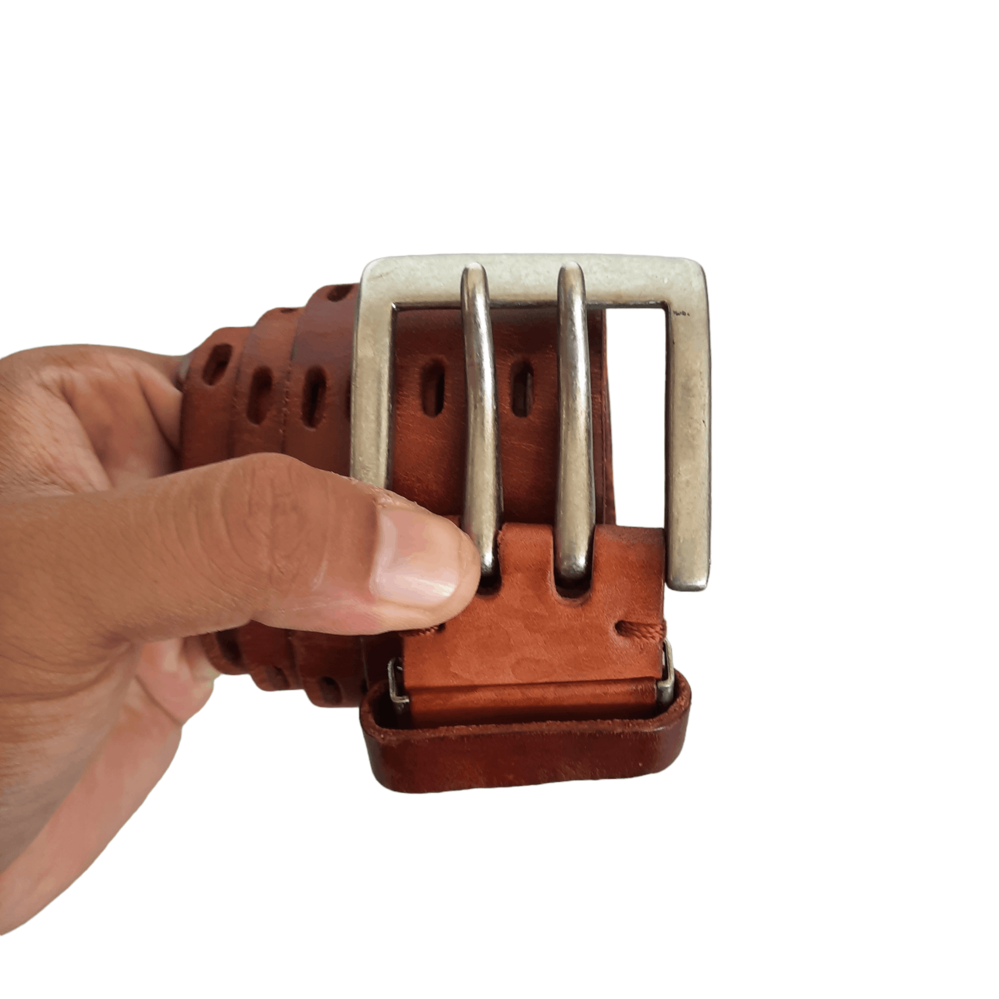 image of Archival Clothing Vintage Double Hole Crafted Leather Belt, Men's