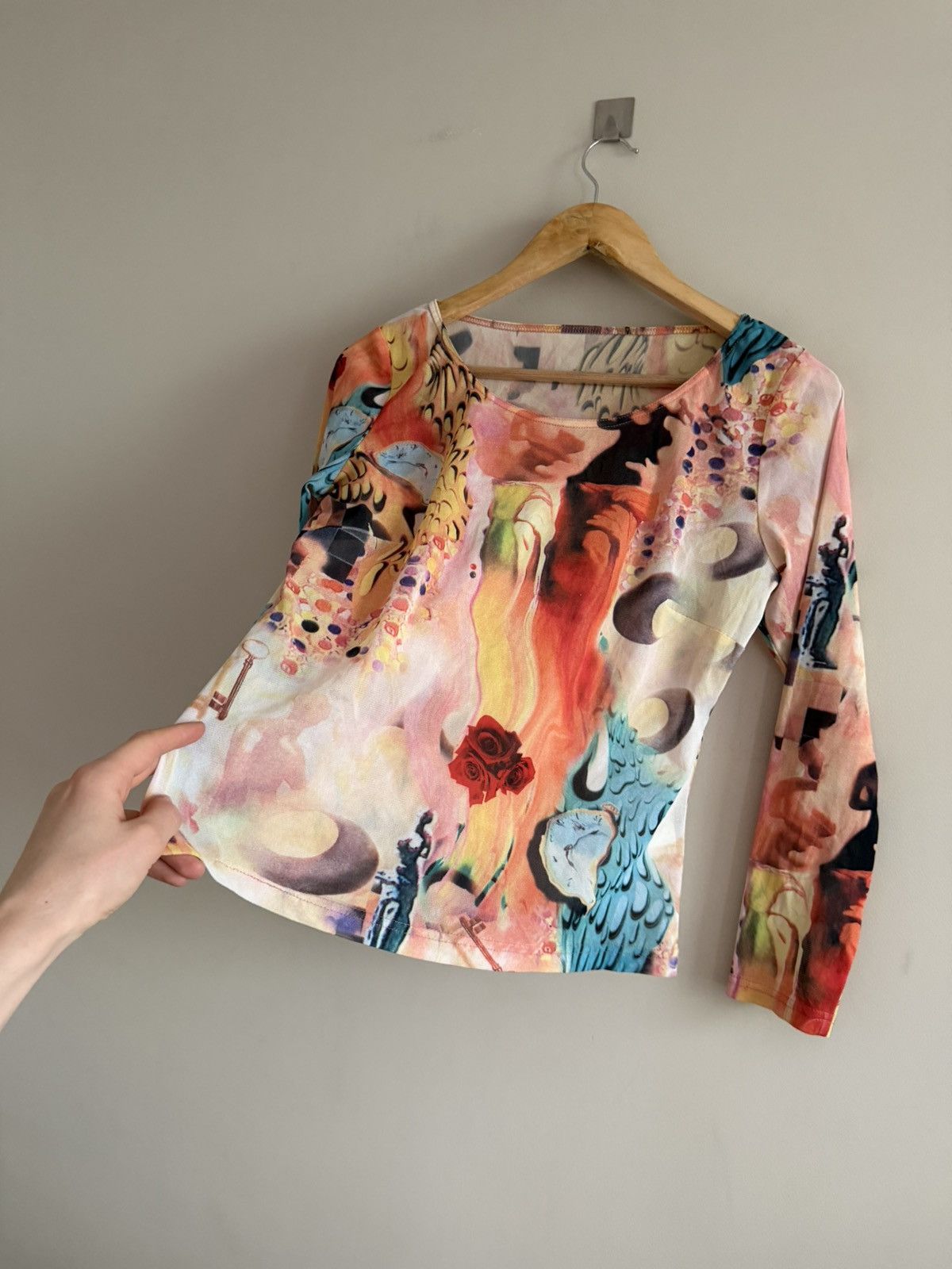 Japanese Brand Surreal Art Print Mesh Top Inspired by Salvador Dali Size M / US 6-8 / IT 42-44 - 3 Thumbnail