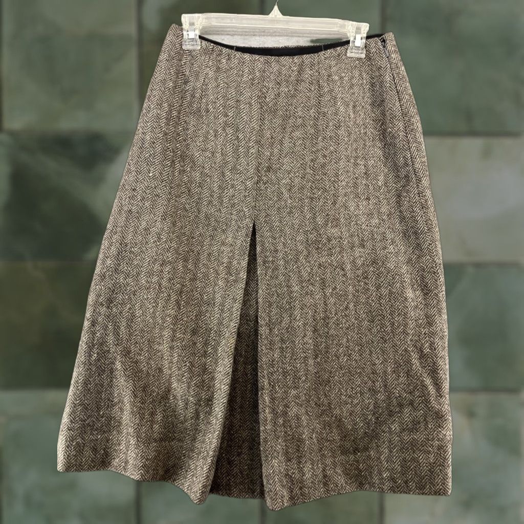 Vintage Welsh Naturally Women's Midi Skirt Wool Beige Solid 80s 90s Casual Side Slit UK Size M Size 32" / US 10 / IT 46 - 1 Thumbnail
