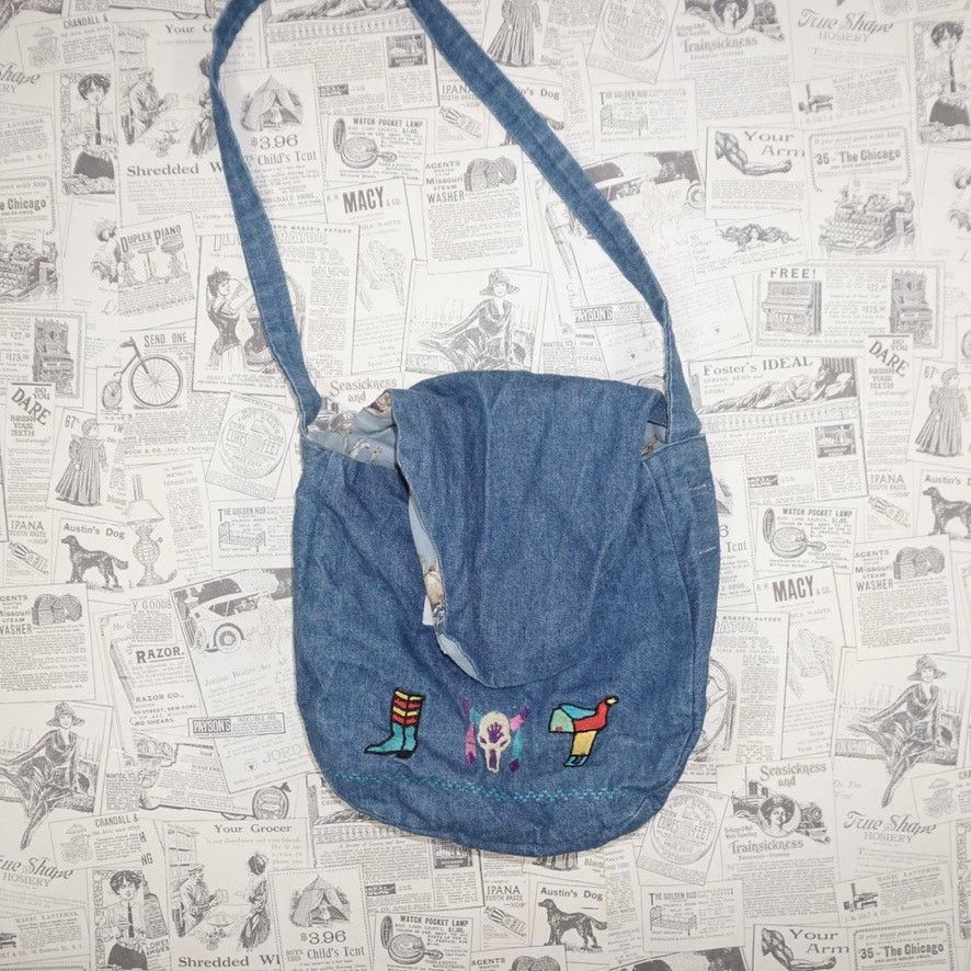 Vintage Vintage Y2K Denim embroider boot skull horse 1990s purse bag Size ONE SIZE - 2 Thumbnail