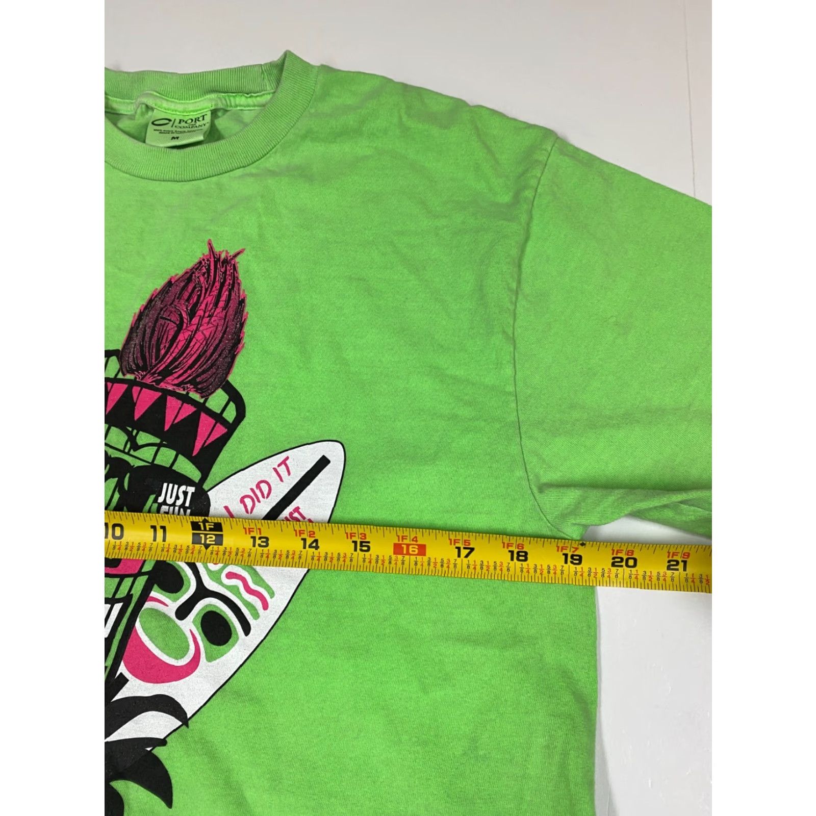 Port & Company Port & Company Surf Board Mens T-Shirt Medium Green Cotton Spandex Crew Neck Short Sleeve Logo Regular Vintage No Size US M / EU 48-50 / 2 - 5 Thumbnail