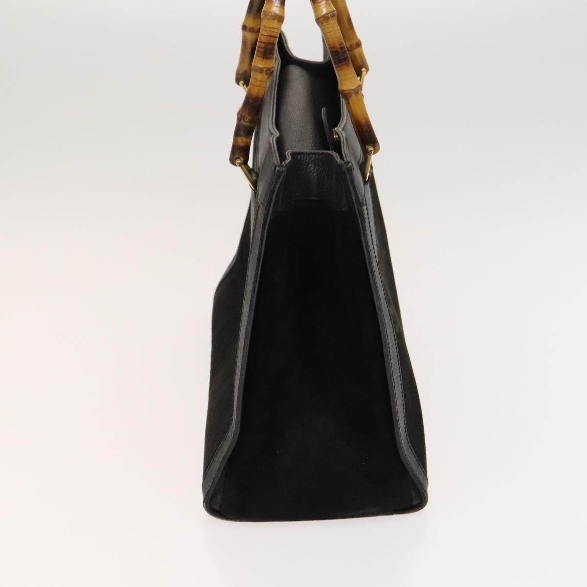 Gucci GUCCI Bamboo Hand Bag Suede Black Gold Size ONE SIZE - 4 Thumbnail