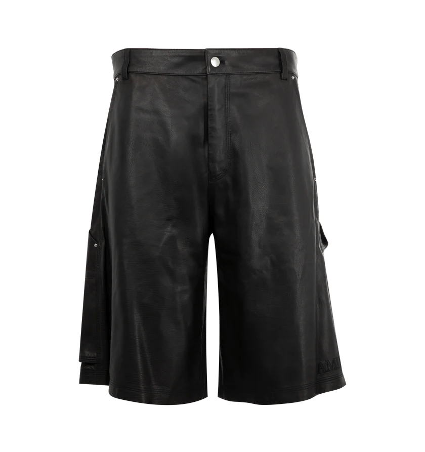 Amiri o1h1sh11225 Ma Leather Carpenter Short in Black Size US 36 / EU 52 - 1 Thumbnail