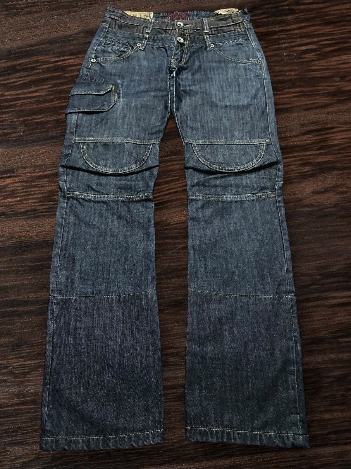 Though Jeans Smith Double Waist And Knee Punk Repair Jeans