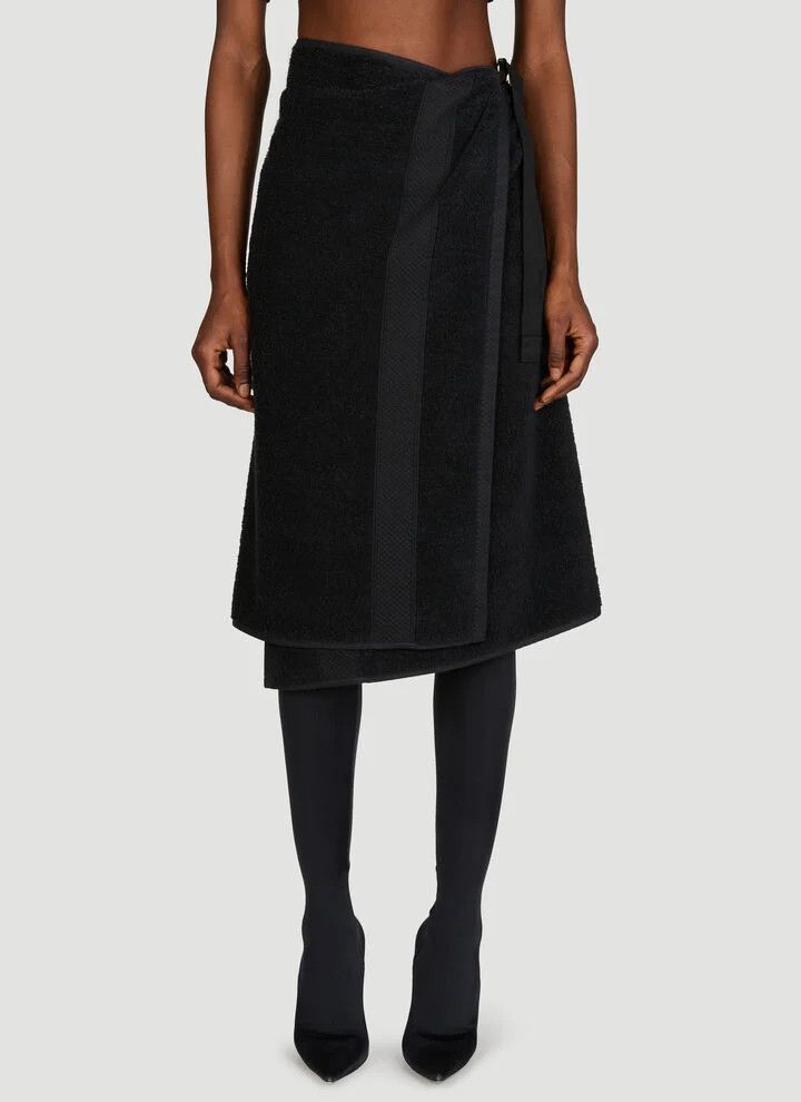 Balenciaga o1w1db10226 Towel Skirt in Black Size 27" / US 4 / IT 40 - 1 Thumbnail
