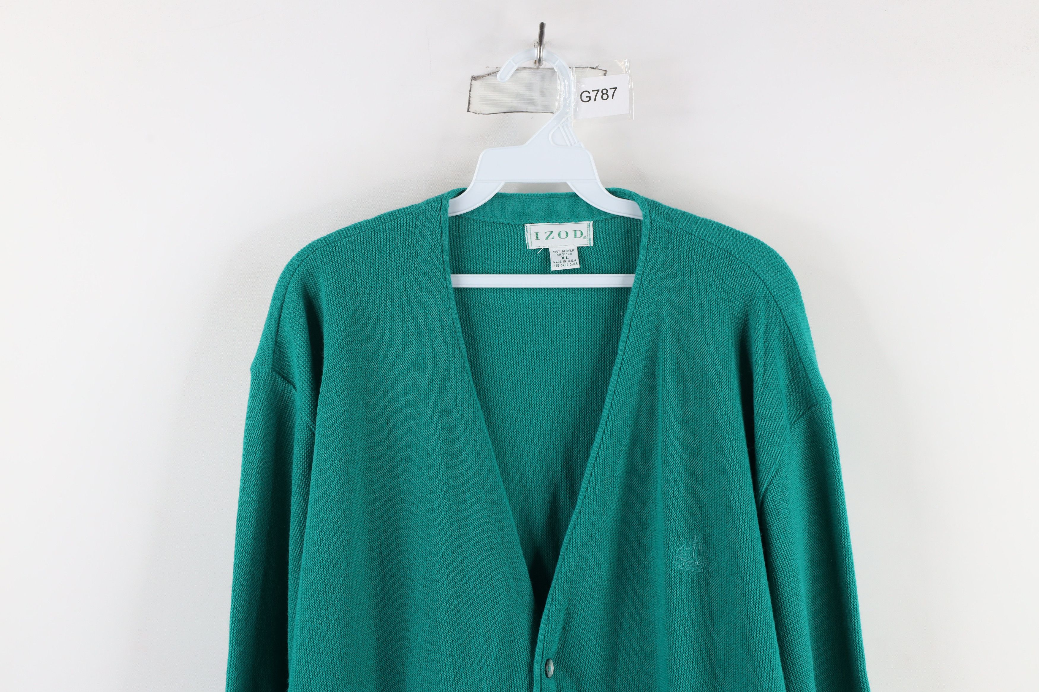 Izod × Vintage Vintage 90s Izod Out Knit Button Cardigan Sweater Teal USA Size US XL / EU 56 / 4 - 2 Thumbnail