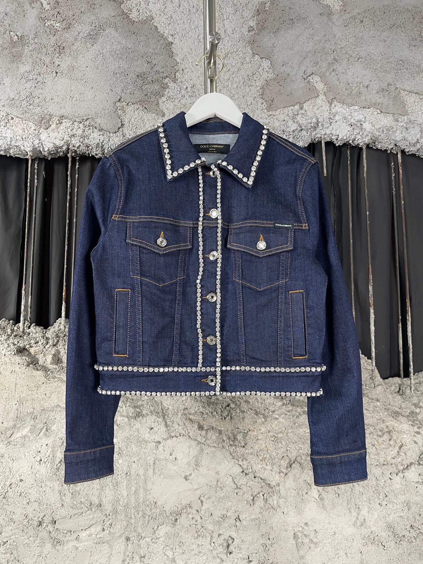 Dolce & Gabbana DG Crystal-Embellished Denim Jacket Women's Size XS / US 0-2 / IT 36-38 - 1 Thumbnail