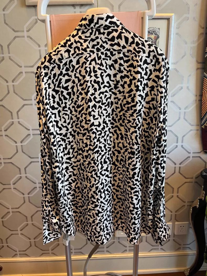 Saint Laurent Paris black and white patterned silk shirt-2507 Size US L / EU 52-54 / 3 - 2 Thumbnail