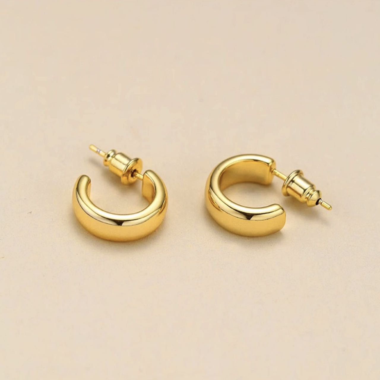 Other Classic Polished C Shape Stud Earrings for Women Size ONE SIZE - 2 Thumbnail