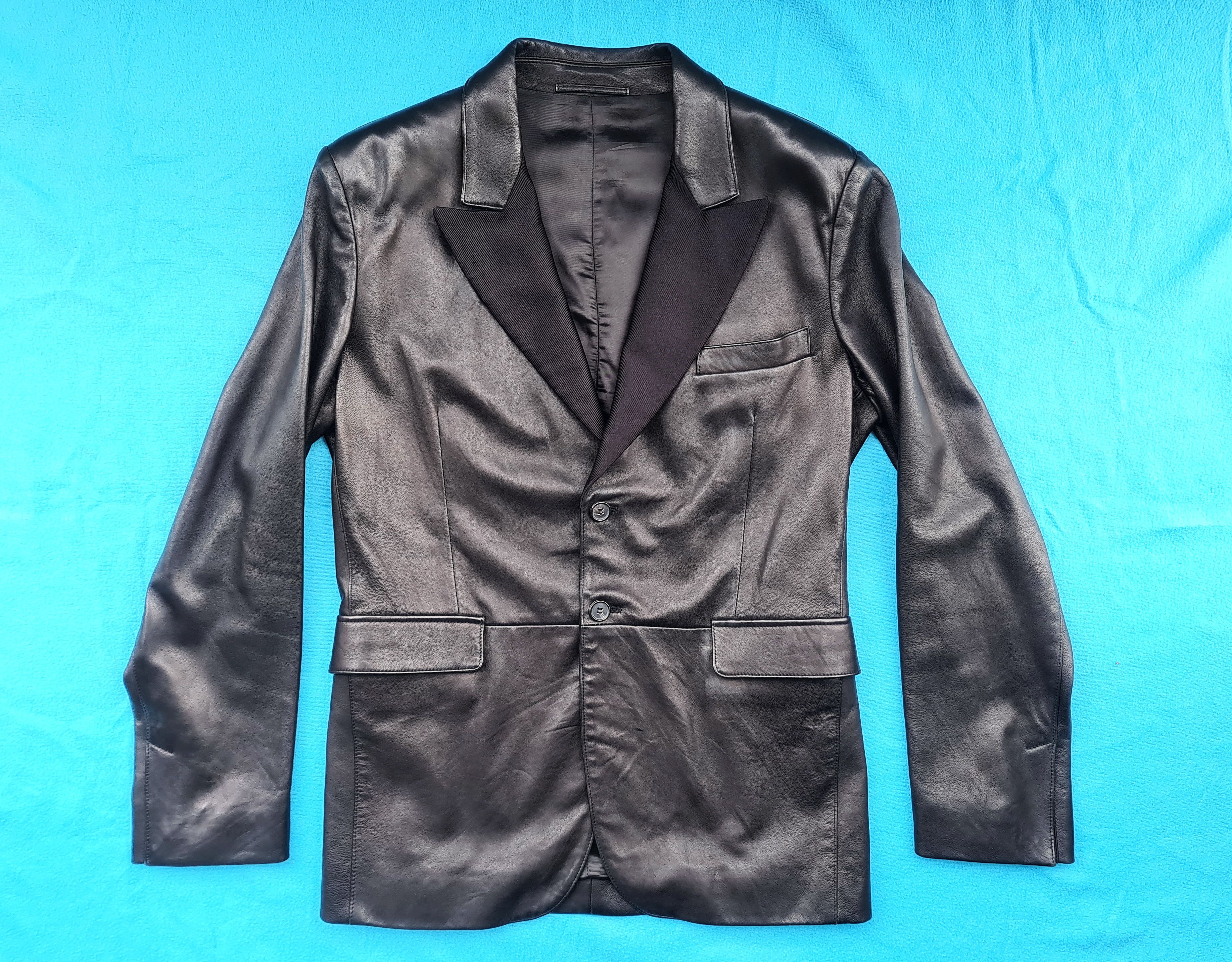 image of Neil Barrett Leather Blazer / Sportcoat / Leather Jacket in Black, Men's (Size Medium)