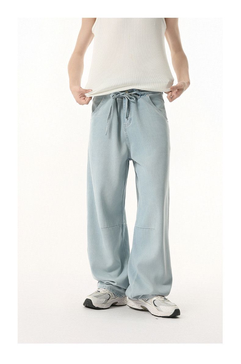 Jean Men's Japanese Retro Light-Wash Loose Straight-Leg Jeans Size US 32 / EU 48 - 2 Thumbnail