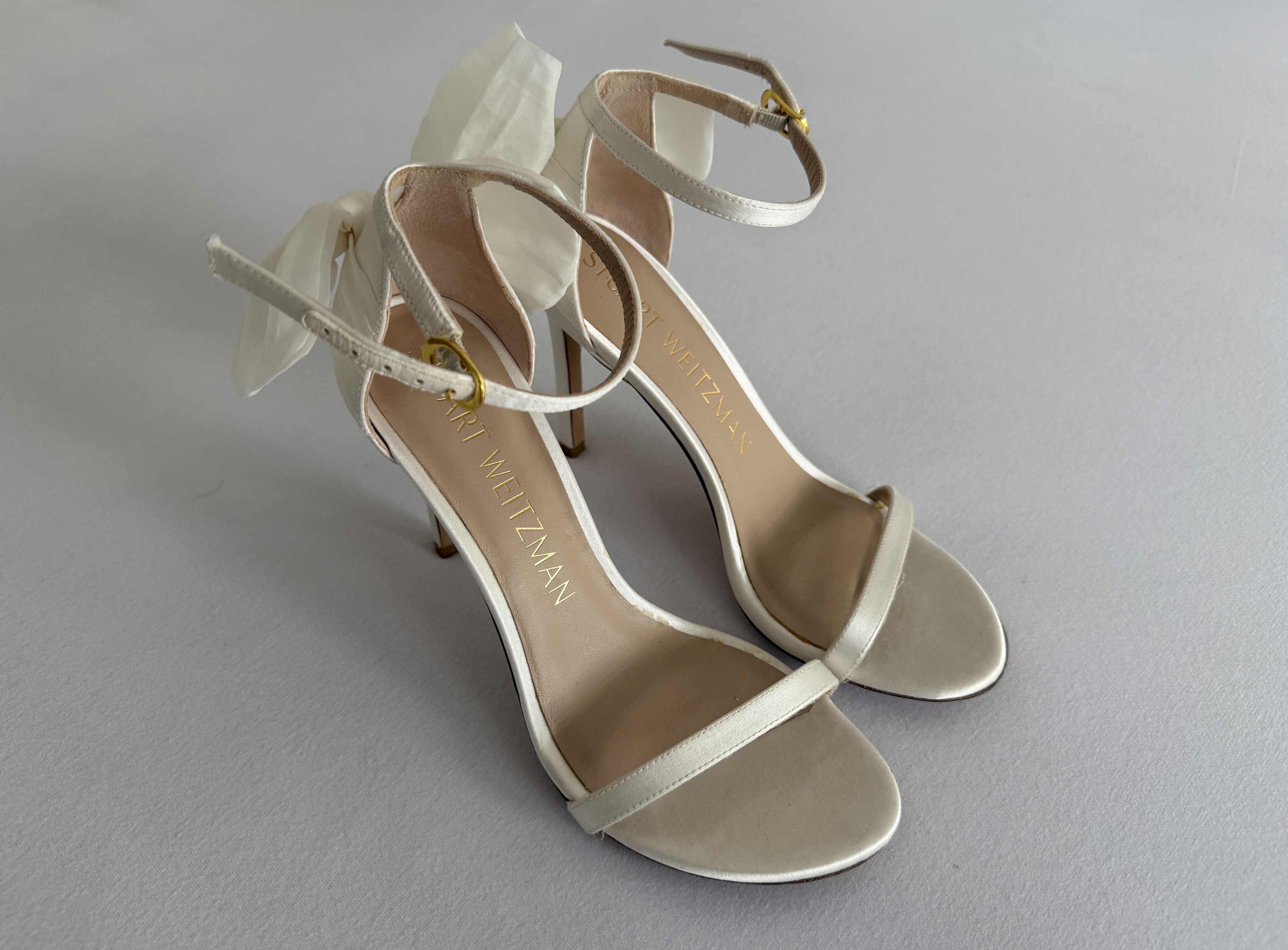 Stuart Weitzman Nudistsong Mesh Bow High Heels Size US 6.5 / IT 36.5 - 8 Thumbnail