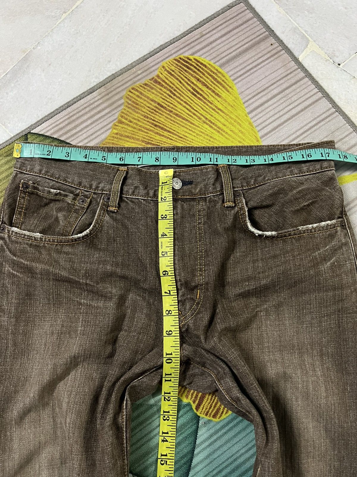 Japanese Brand 💥FLARE💥VTG EDWIN EXCLUSIVE VINTAGE BROWN JEANS Size US 35 - 12 Thumbnail