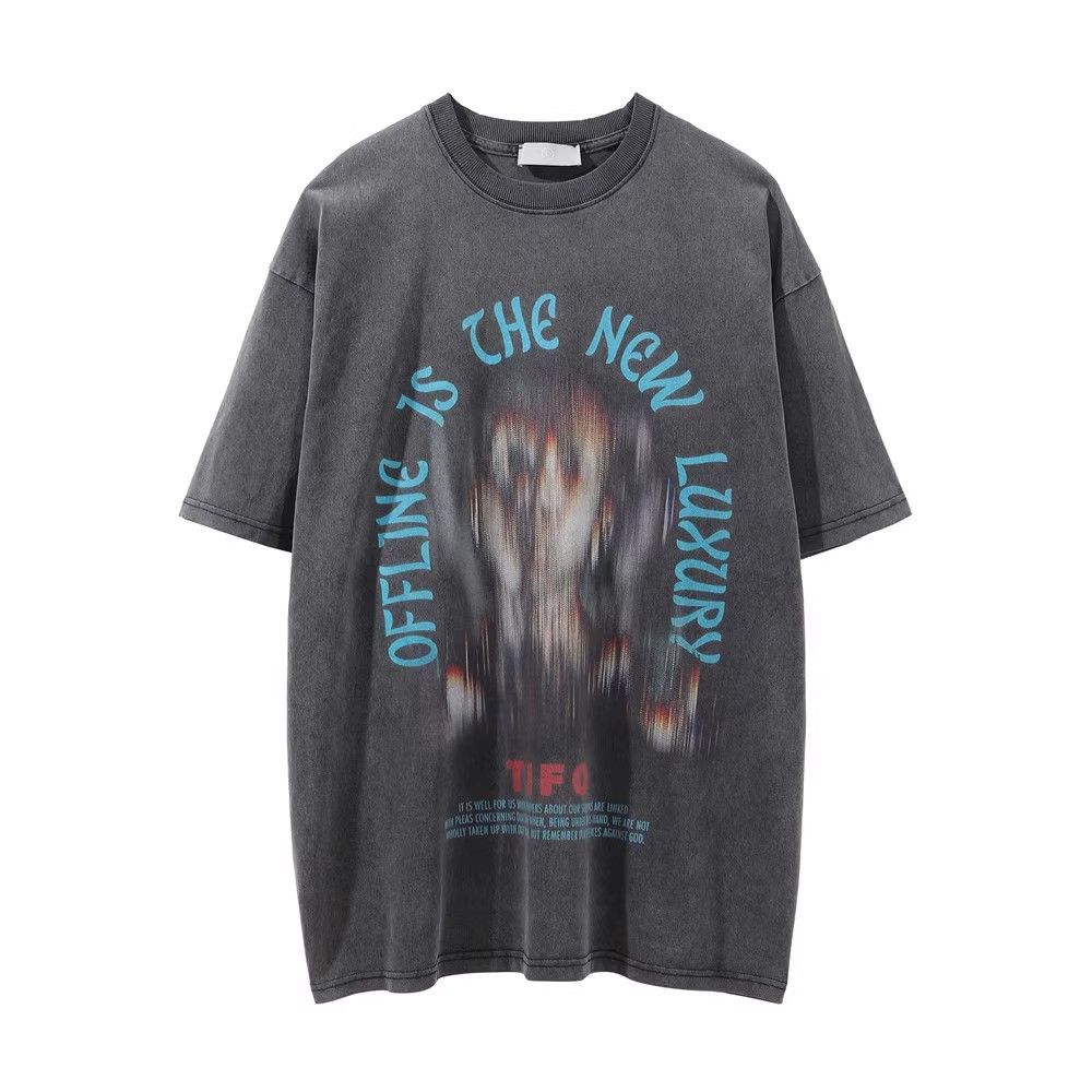 Japanese Brand × Vintage Men's washed distressed round neck silhouette print tee Size US L / EU 52-54 / 3 - 1 Thumbnail