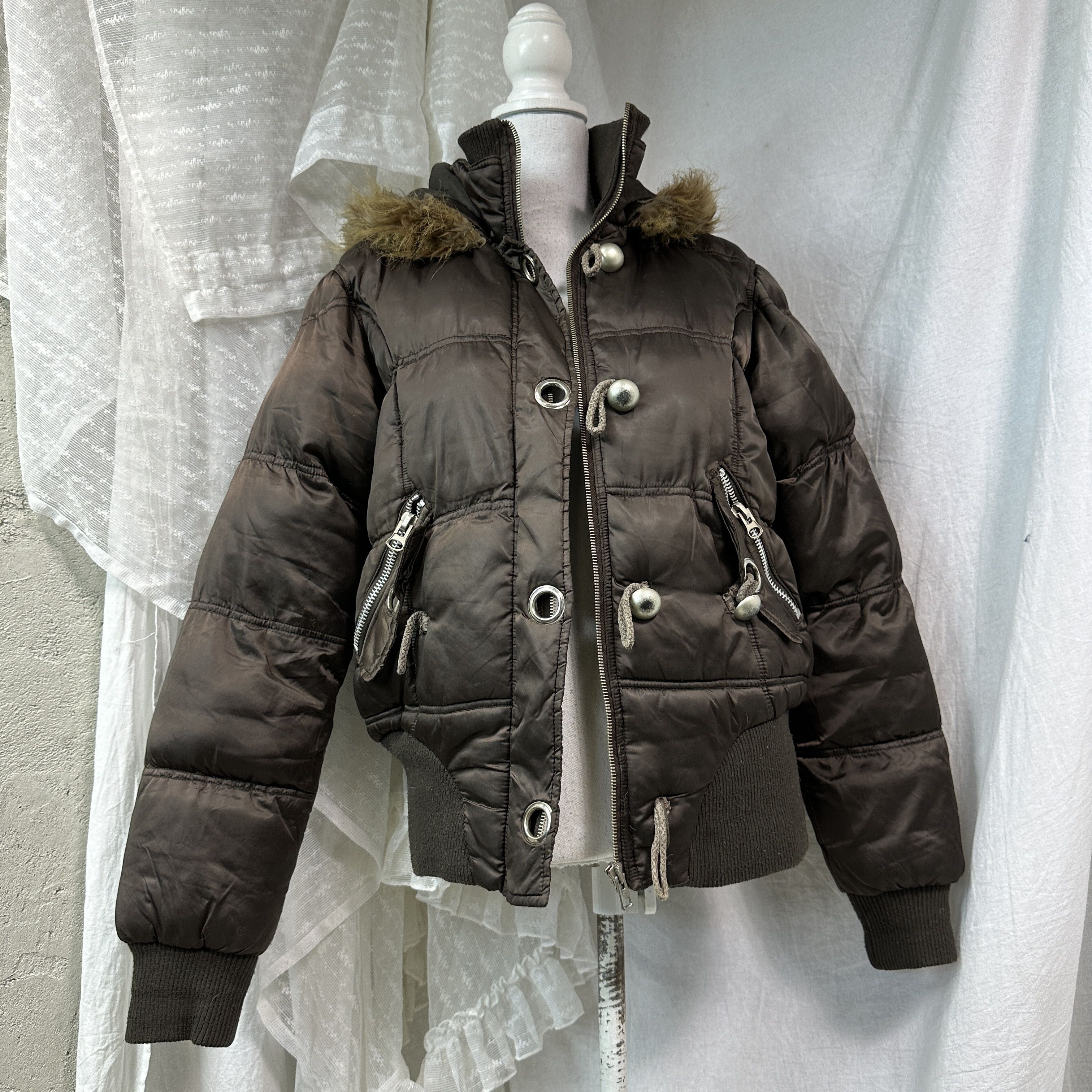 Vintage Vintage Outdoor Puffer Brown Hooded Down Jacket Y2K Size L / US 10 / IT 46 - 8 Thumbnail