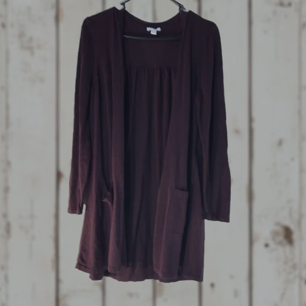 J. Jill J. Jill Oversized Duster Sweater Womens Size M Plum Long Sleeve V-Neck Knitted Casual Workwear Size M / US 6-8 / IT 42-44 - 1 Thumbnail