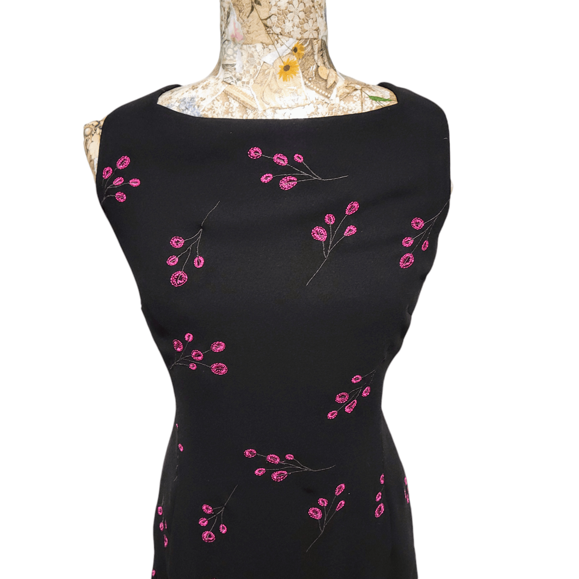 Jones New York Jones New York Little Black Dress Pink Embroidered Flowers Size XL / US 12-14 / IT 48-50 - 2 Thumbnail