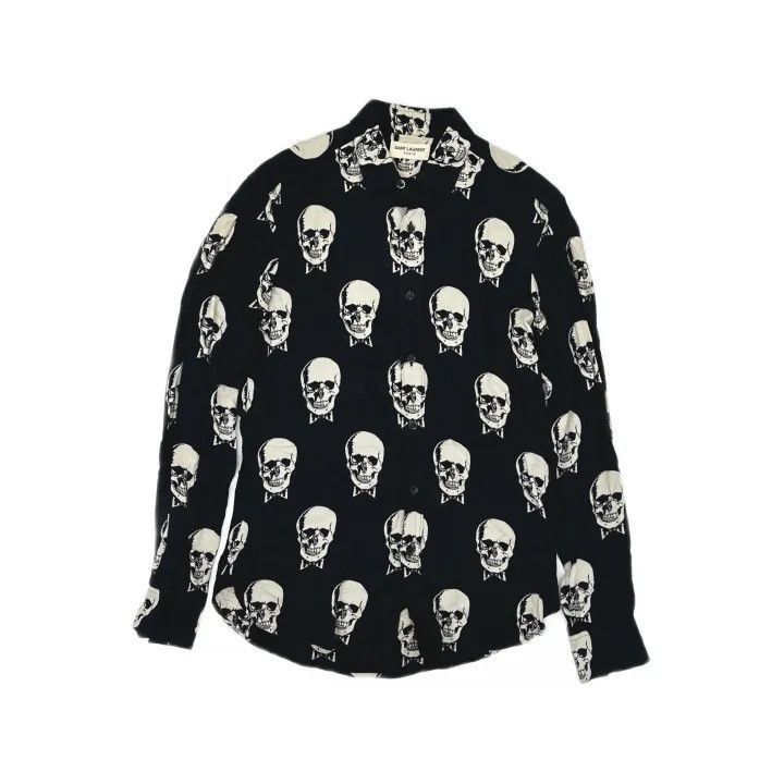 Saint Laurent Paris Yves Saint Laurent Skull Print Long Sleeve Shirt-2507 Size US S / EU 44-46 / 1 - 8 Thumbnail