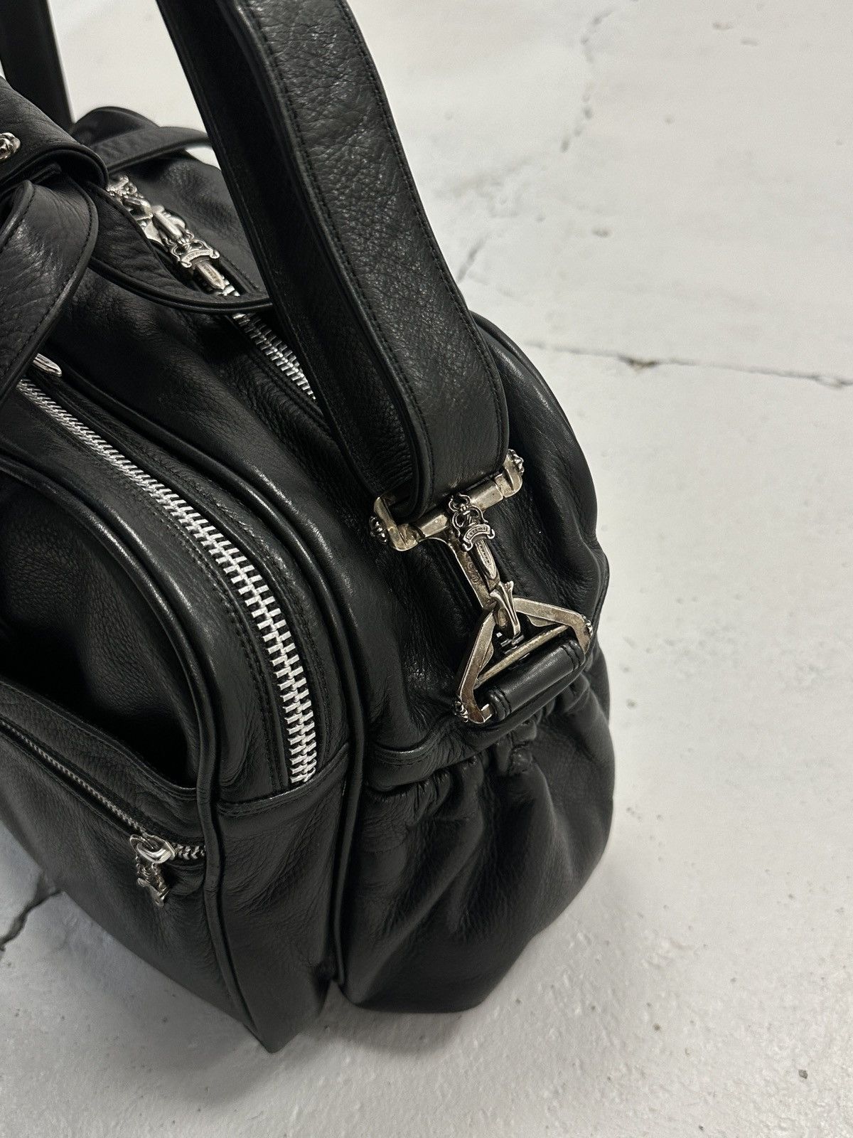Chrome Hearts Chrome Hearts Fleur Silver Leather Patch Diaper Duffle Bag Size ONE SIZE - 4 Thumbnail