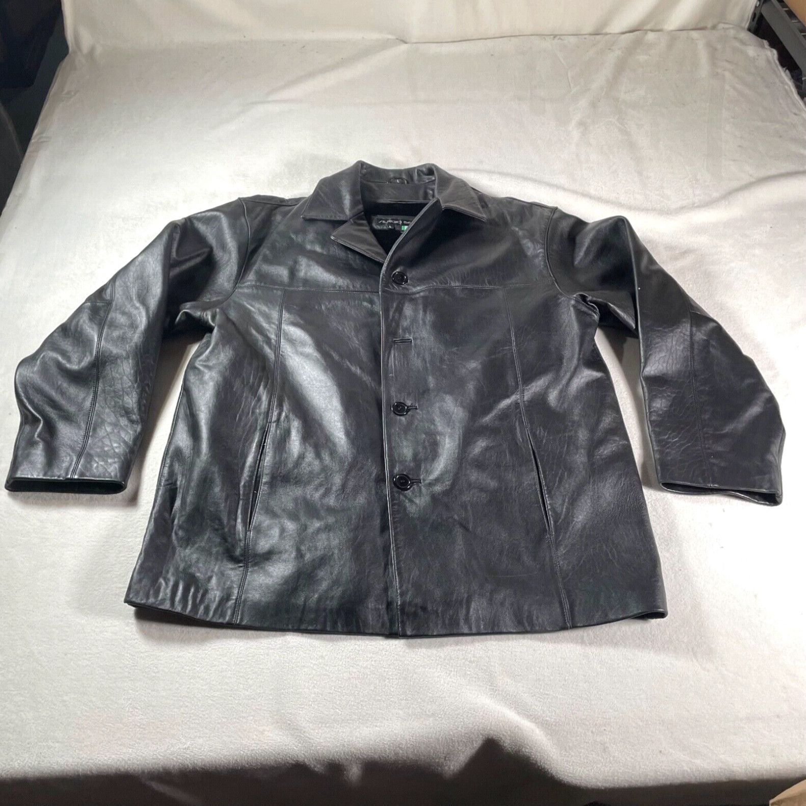 Vintage Sergio Benini Leather Jacket Mens Large Black Lambskin Removable Lining Fleece. Grailed