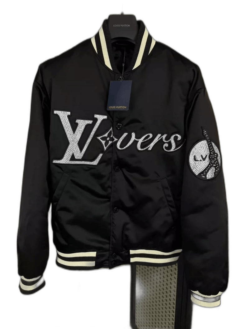 Louis Vuitton Louis Vuitton Black Rhinestone Baseball Jacket-yf Size US L / EU 52-54 / 3 - 1 Thumbnail