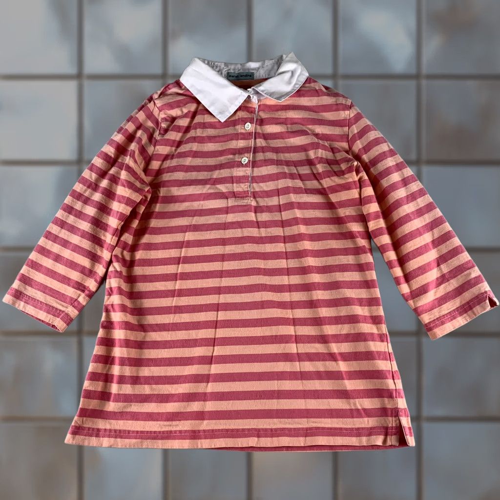 Vintage VINTAGE? MARSH LANDING POLO SHIRT Womens Medium Pink Striped Long Sleeve Size M / US 6-8 / IT 42-44 - 1 Thumbnail