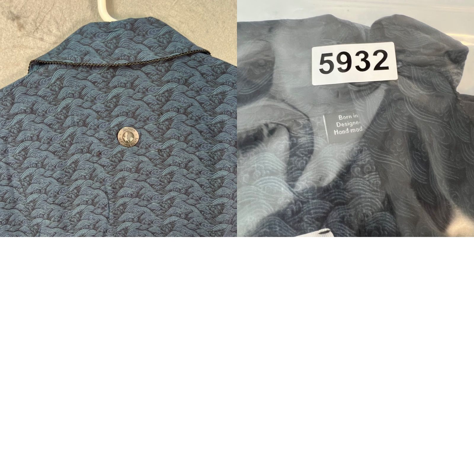 Tombolo Tombolo Shirt Mens XXS Navy Wave Print Rayon Short Sleeve Button-Up New! Size US XS / EU 42 / 0 - 8 Thumbnail