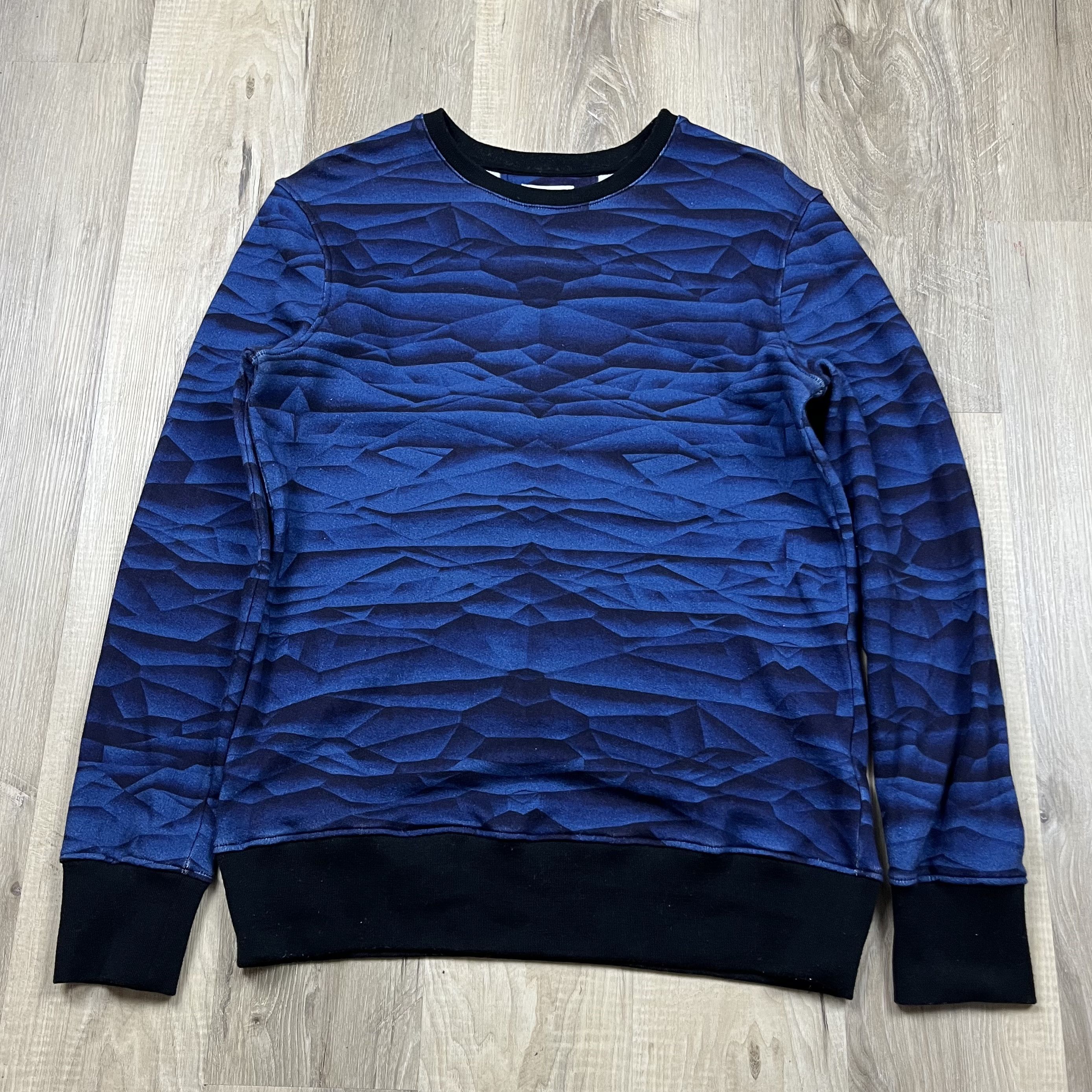 Helmut Lang Helmut Lang Wave Graphic Knit Crewneck Sweatshirt Navy Blue Size US M / EU 48-50 / 2 - 1 Thumbnail