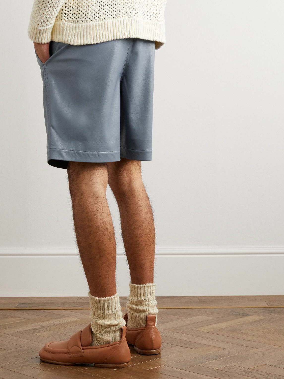 Nanushka o1mle1124 Doxxi Leather Shorts in Blue Size US 34 / EU 50 - 4 Thumbnail