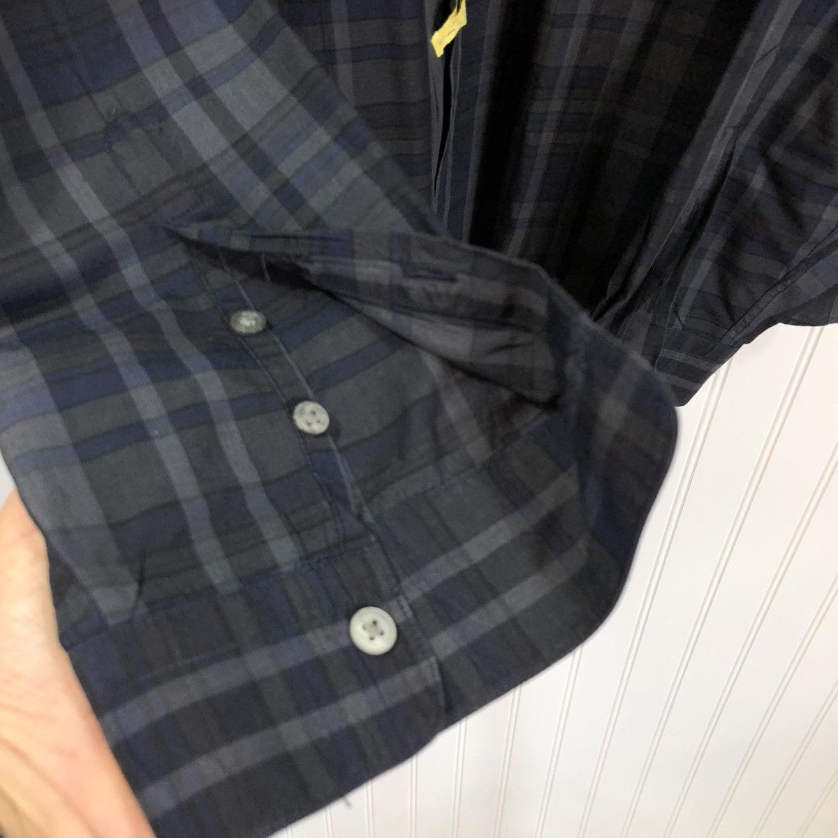 John Varvatos John Varvatos Plaid Slim Dress Shirt Grey XXL Size US XXL / EU 58 / 5 - 6 Thumbnail