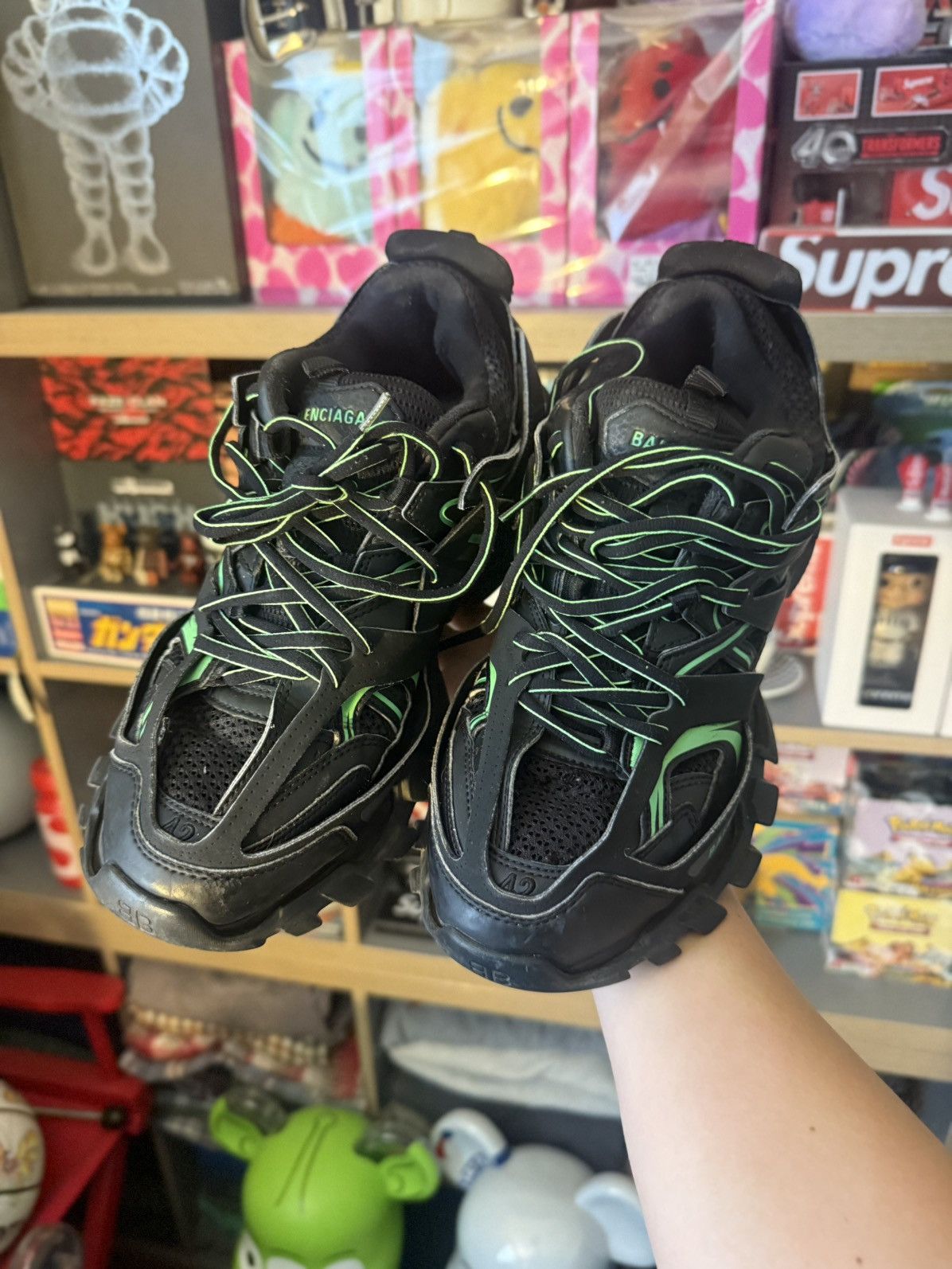 Balenciaga Balenciaga Black/Green Track Sneakers Size US 9 / EU 42 - 2 Thumbnail