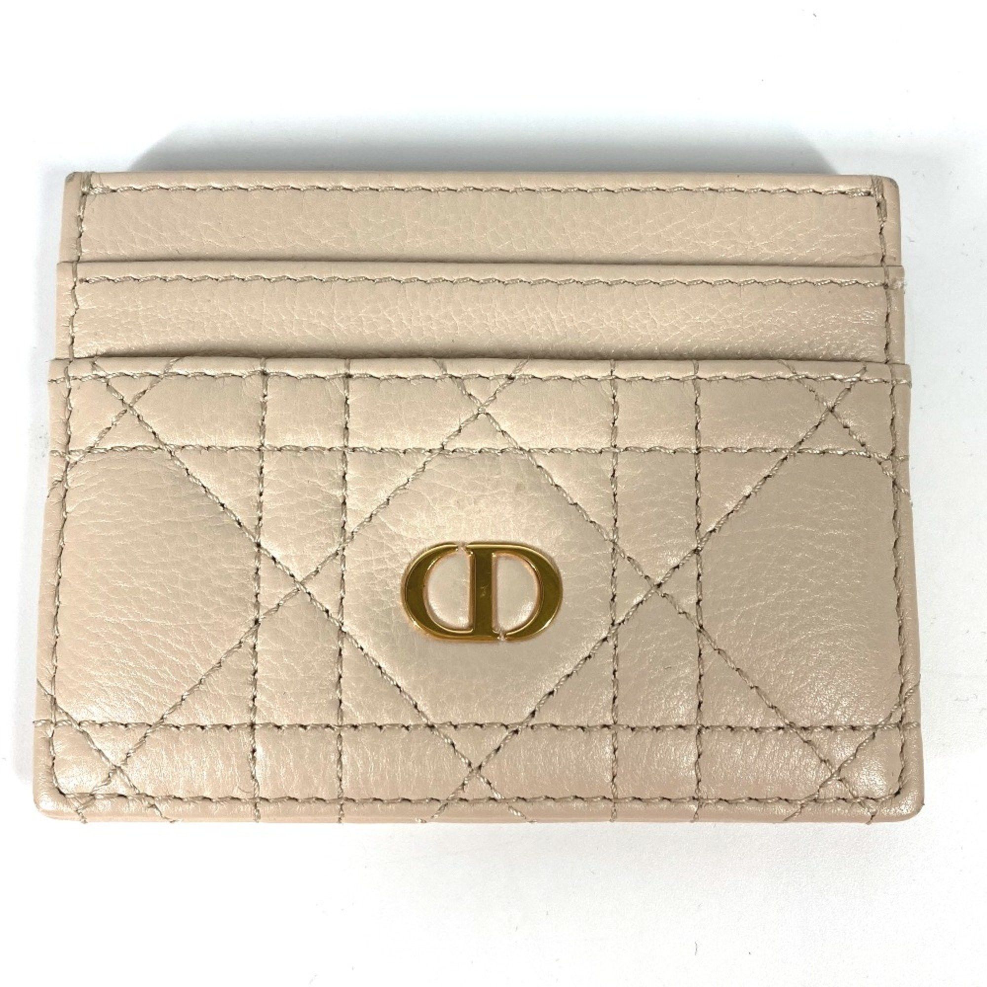 Dior CHRISTIAN DIOR Cannage Business Card Holder Pass Case Card Case Beige Size ONE SIZE - 1 Thumbnail