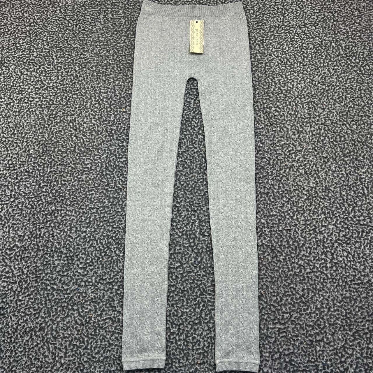 Other Pink Rose Leggings Women M Gray Cable Knit Stretch 24x30 New Size 24" / US 00 / IT 34 - 1 Thumbnail