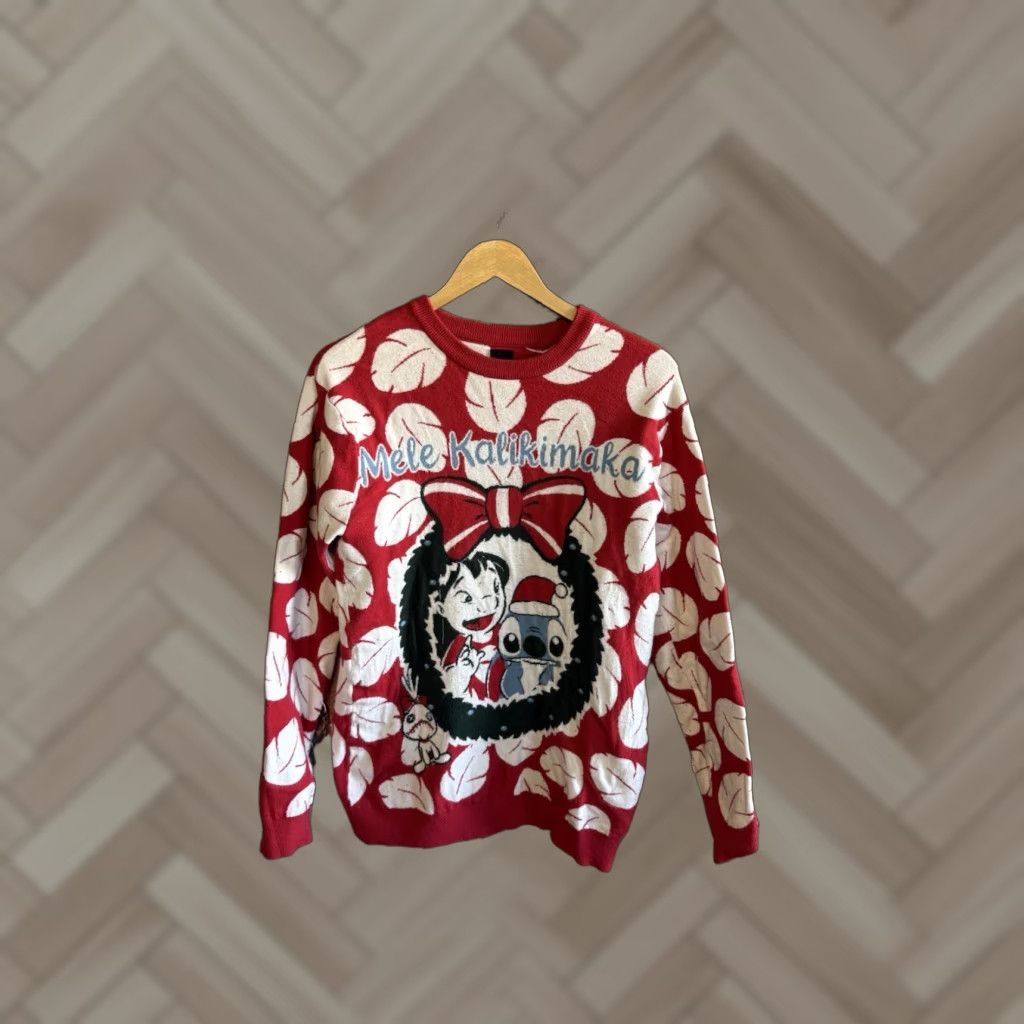 Disney Disney Womens Red Floral Print Long Sleeve Sweater Mele Kalikimaka Size Small Size S / US 4 / IT 40 - 1 Thumbnail