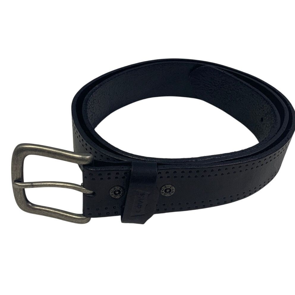 Levi's Levi's Mens 42-44 Black Leather Silver Buckle Jeans Belt Size 42 - 1 Thumbnail