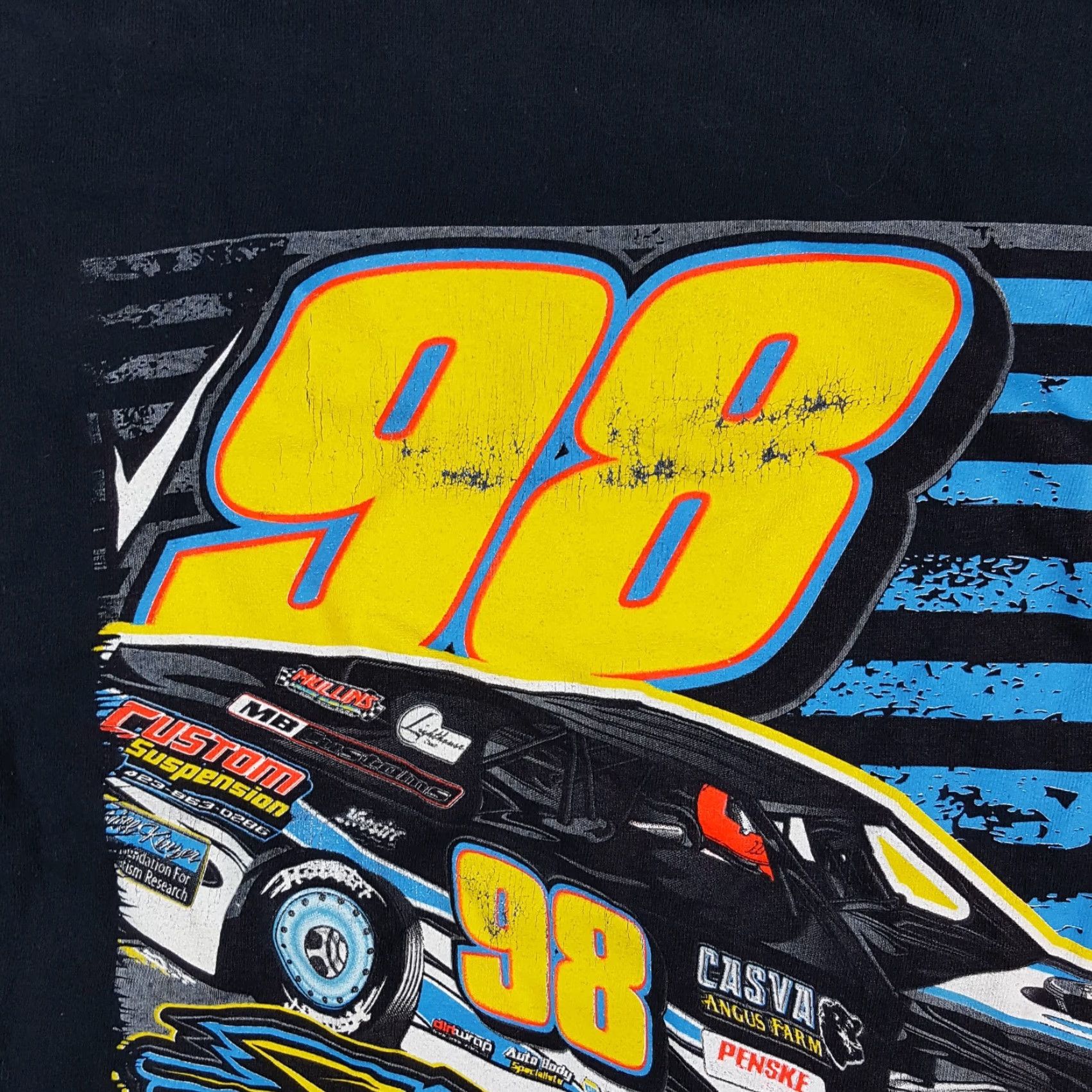 Gildan Shon Flanary NASCAR Racing Black Car Tee Men's Size M Race Retro T Shirt #98 Size US M / EU 48-50 / 2 - 6 Thumbnail
