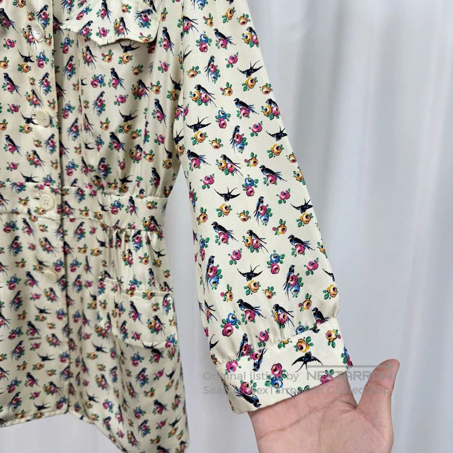 Prada Prada Magpie Floral Triangle Logo Silk Dress. Size S / US 4 / IT 40 - 4 Thumbnail