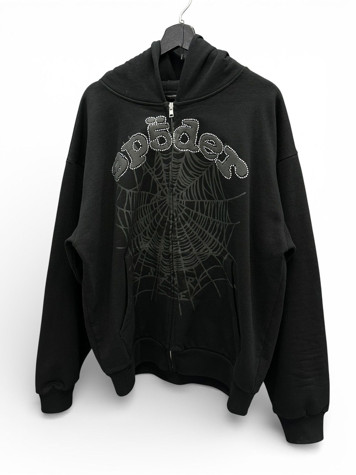 Sp5der 5/5 NYC SP5DER EXLUSIVE| OG WEB V2 RHINESTONE ZIP UP | Grailed