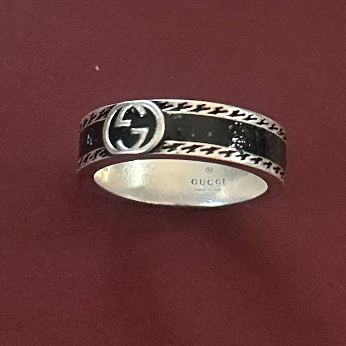 Gucci Gucci GG Sterling Silver Enamel Ring AG 925 645573 Size ONE SIZE - 3 Thumbnail