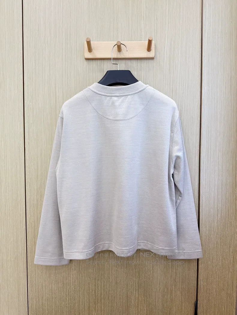 Hermes Hermes Oatmeal-colored silk cotton round-neck seal logo sw Size 4XL / US 24-26 - 4 Thumbnail