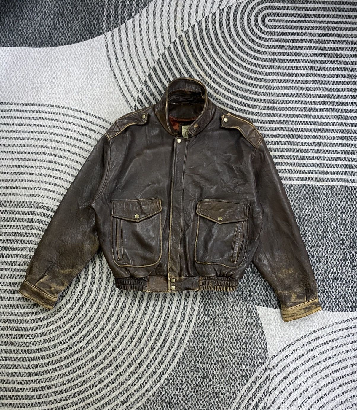Genuine Leather Vintage 80s Brunati A2 Style Leather Jacket Size US L / EU 52-54 / 3 - 5 Thumbnail