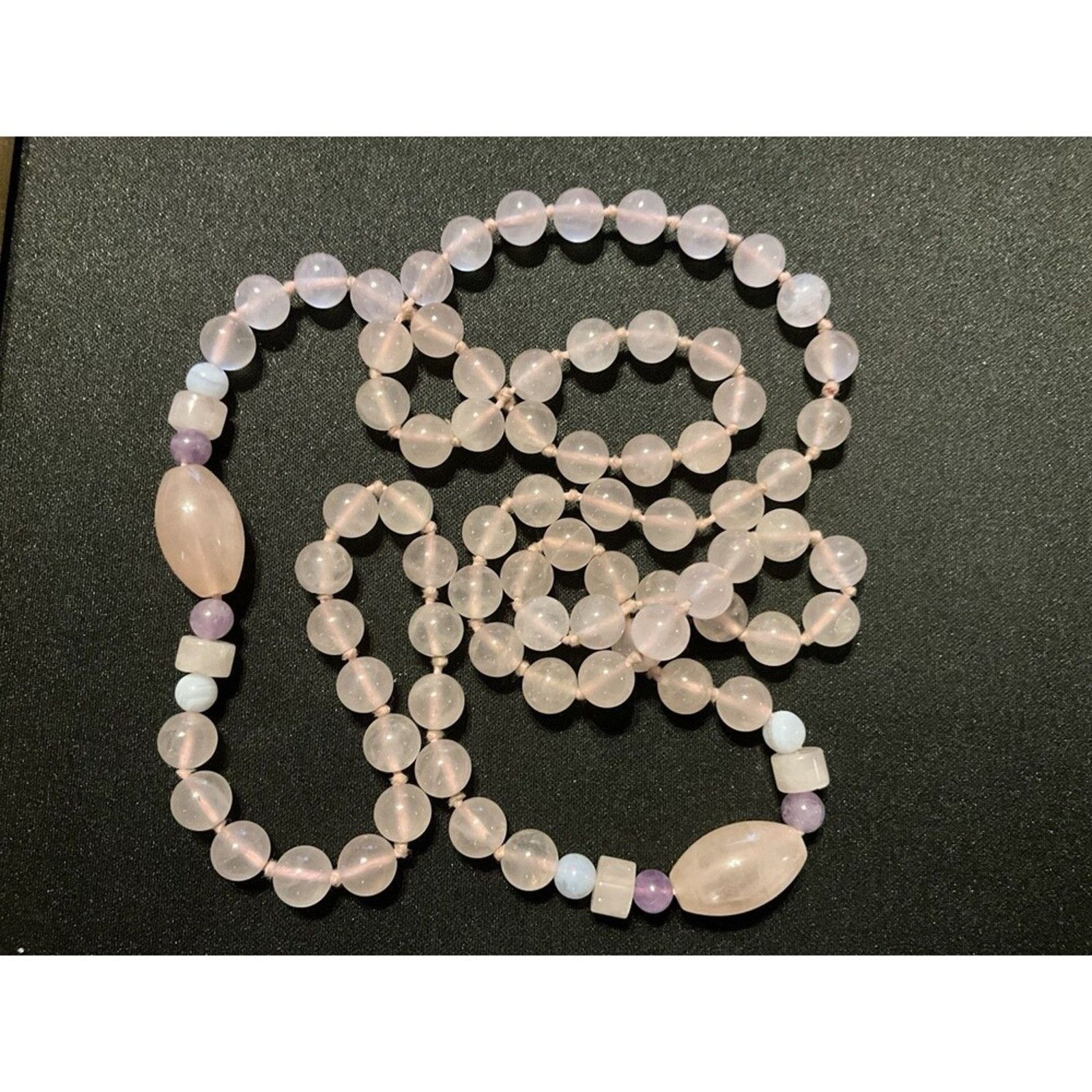 Other Rosequartz Amethyst 32in No Clasp Hand Knotted 32in Necklace Size ONE SIZE - 3 Thumbnail
