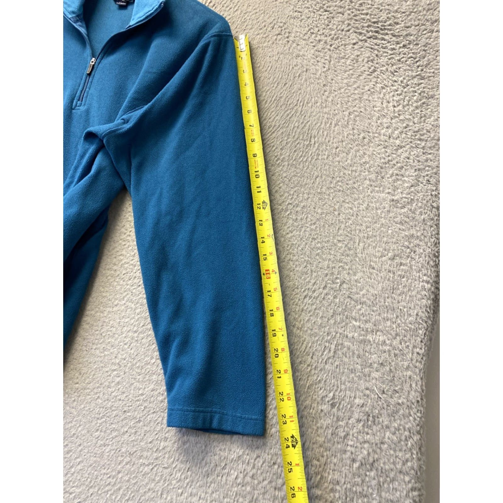 Lands' End Lands' End Lands End 1X Dark Aqua Fleece Jacket Zip Pockets Lightweight /153-24 Polyester Solid 1/4 Zip Slim Fleece Jacket Women Plus Size Size XL / US 12-14 / IT 48-50 - 7 Thumbnail
