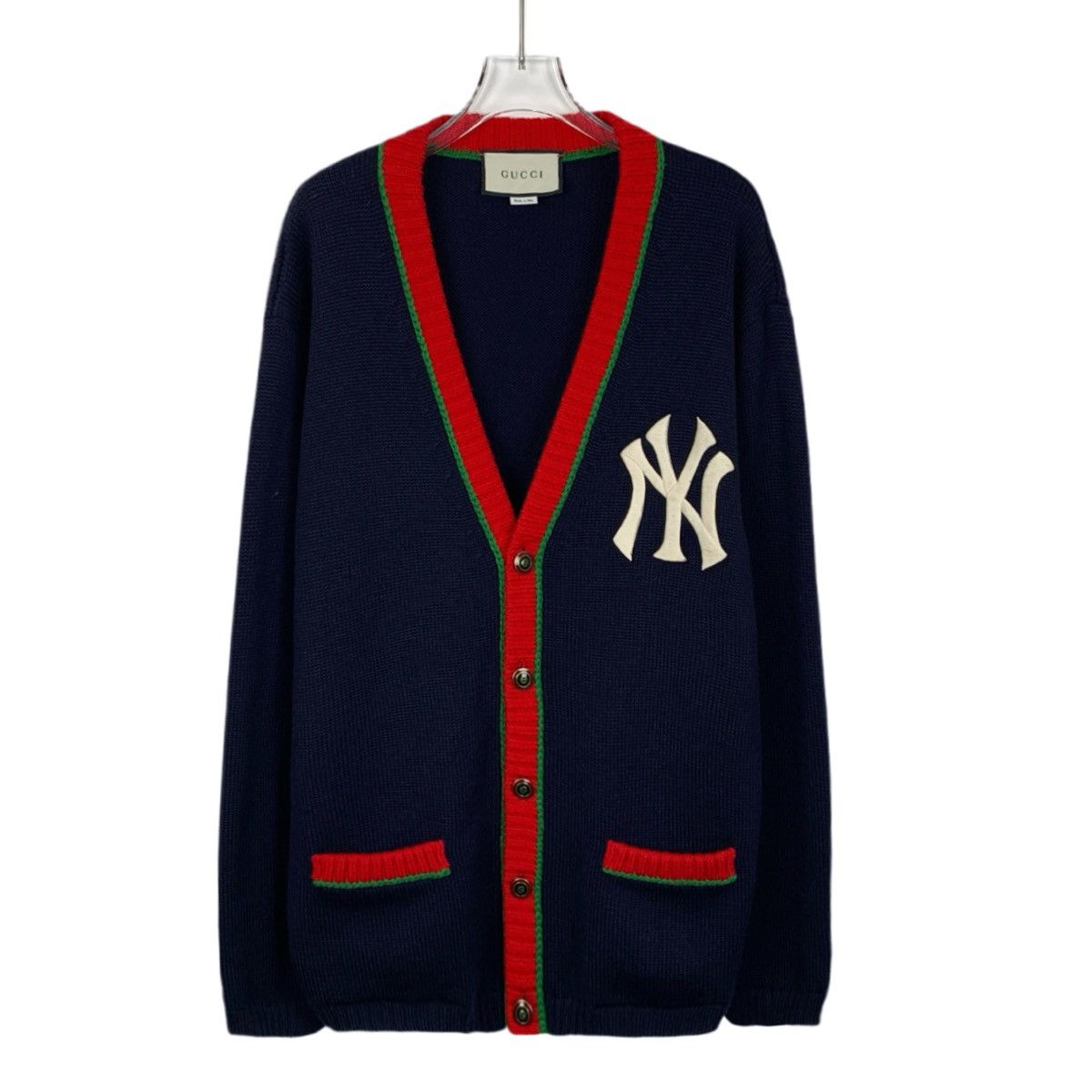 Gucci Gucci Dark Blue V-neck Wool Long Sleeve Knit Cardigan K26WX Size XL / US 12-14 / IT 48-50 - 1 Thumbnail