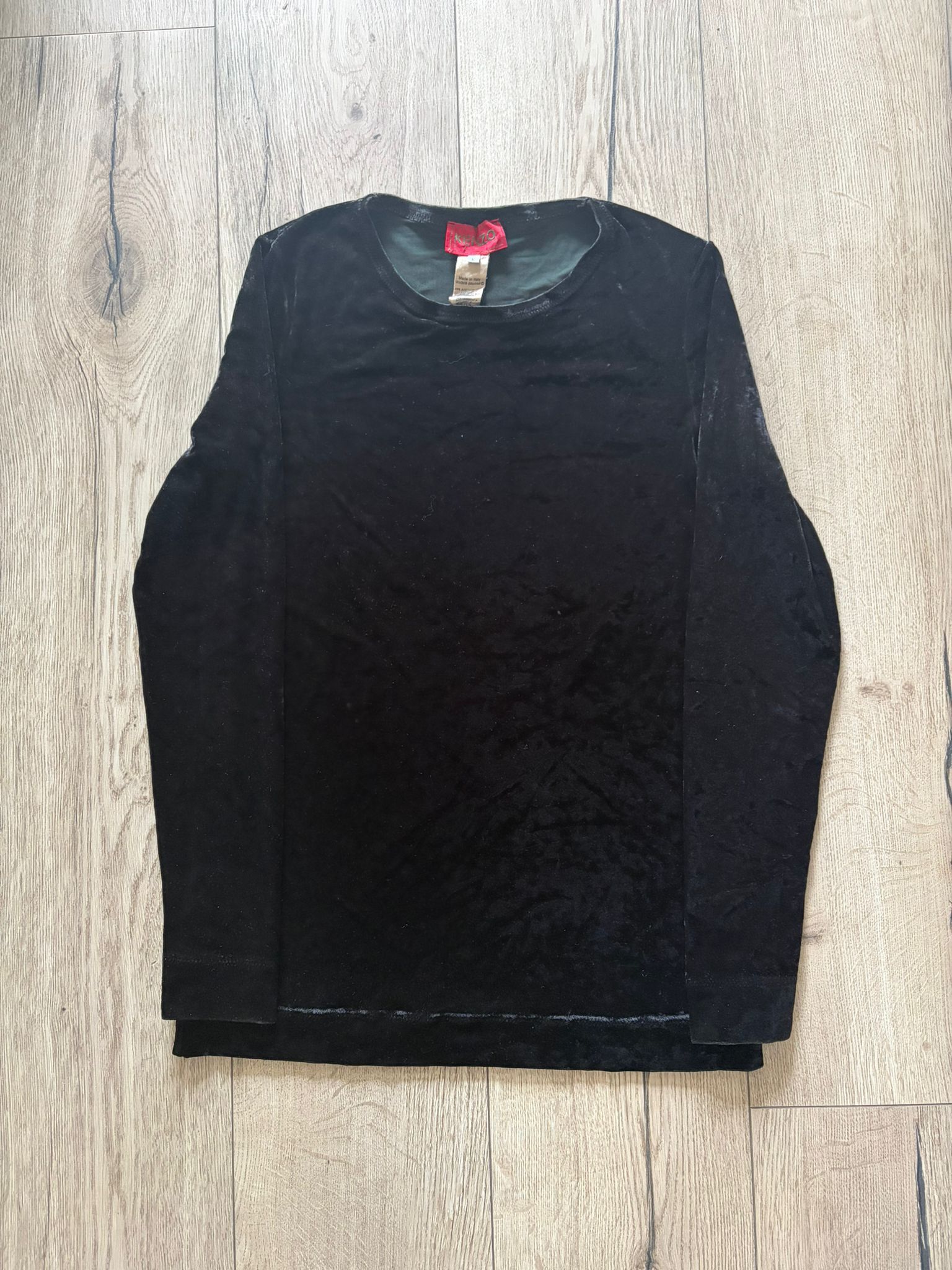 Kenzo Kenzo Paris Vintage 90s Black Velvet Long Sleeve Top Sz L Size US L / EU 52-54 / 3 - 2 Thumbnail