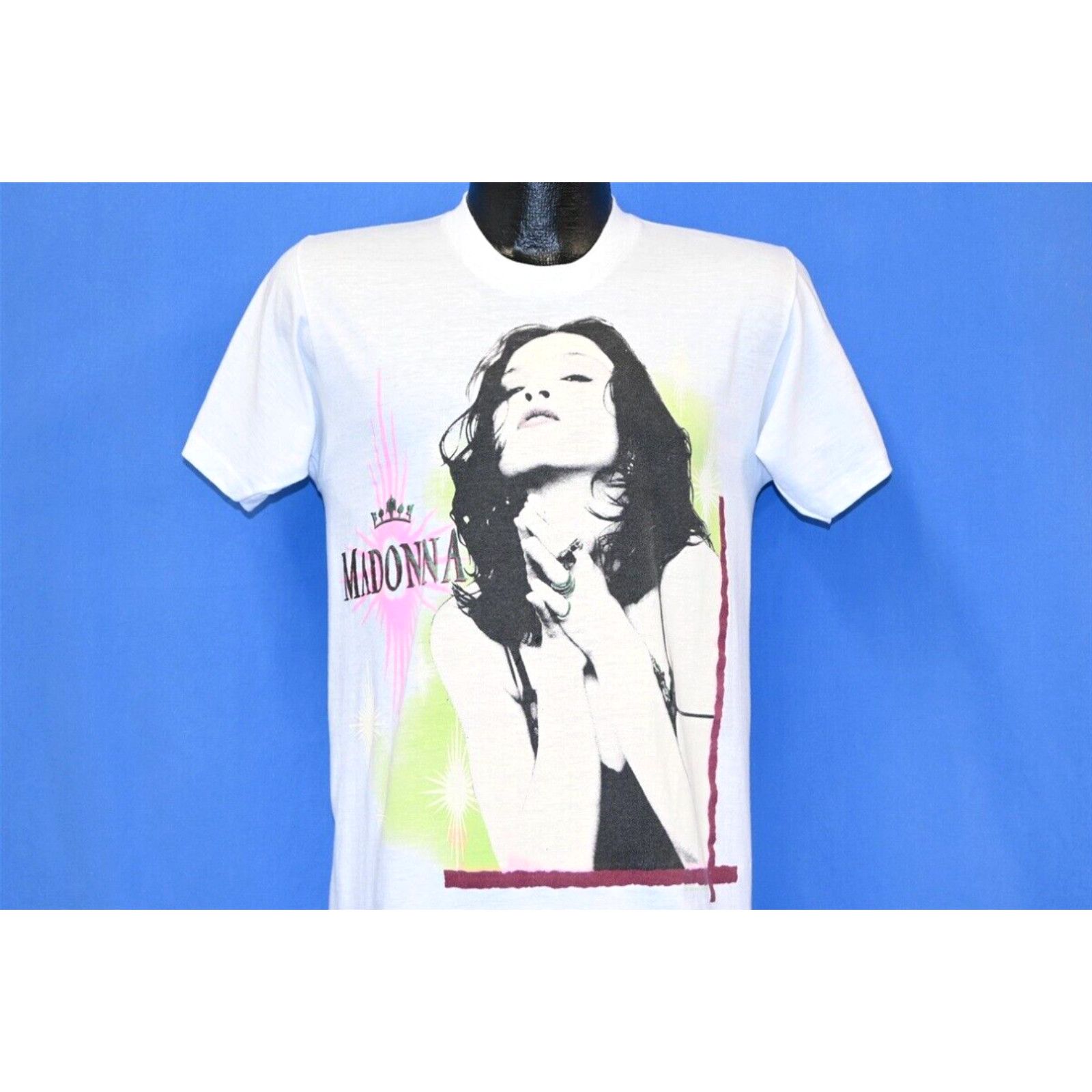 Image of Emerica Vintage 80's Madonna Like A Prayer Double Sided Crown Pop Music T-Shirt Small S in White