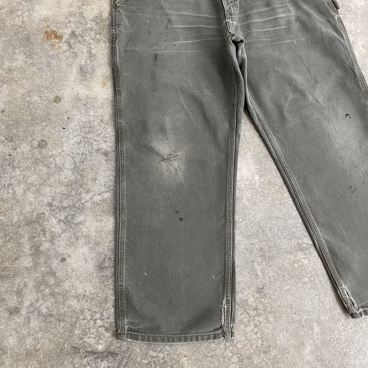 Carhartt VTG Carhartt Faded Moss Green Ripped Carpenter Pants Size US 37 - 7 Thumbnail