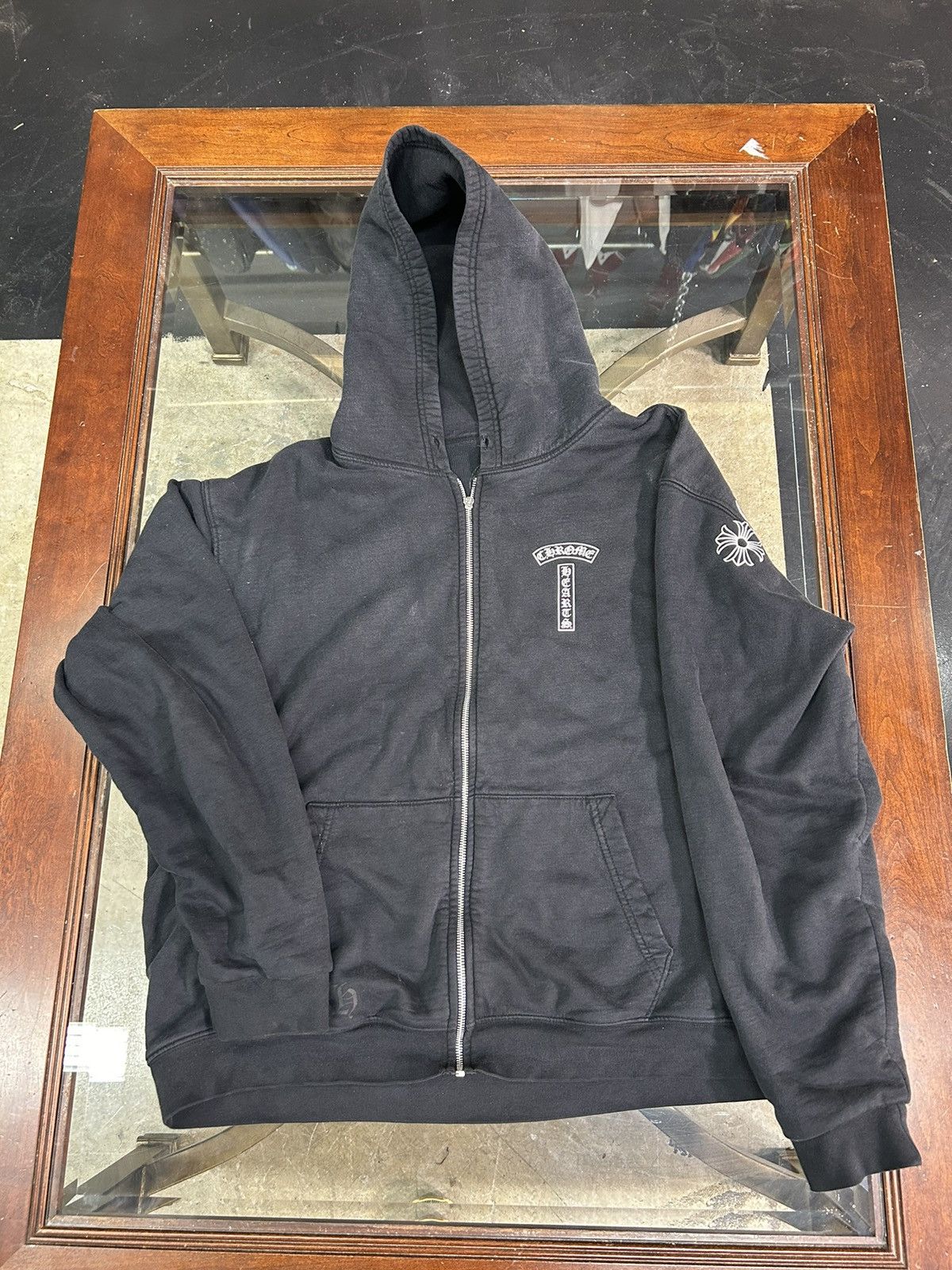 Chrome Hearts Chrome Hearts T Logo FU Shoulder Zip Up Hoodie | Grailed
