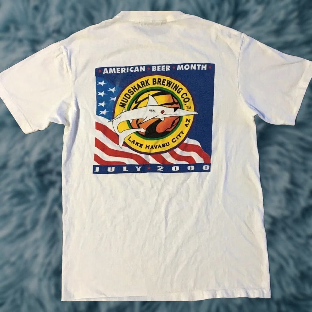 Vintage VINTAGE American Beer Month Shirt S Small White USA Flags Funny Grunge 90s Y2K Arizona Shark Animal Mens Shirts Size US S / EU 44-46 / 1 - 1 Thumbnail